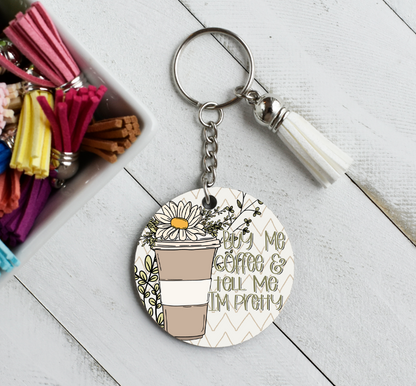 Buy Me Coffee and Tell Me I'm Pretty Motel Key Chain, Bag Tag Design Set