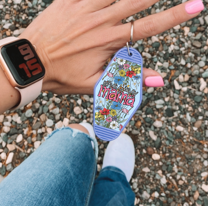 Praying Mama Motel Key Chain, Bag Tag Design Set