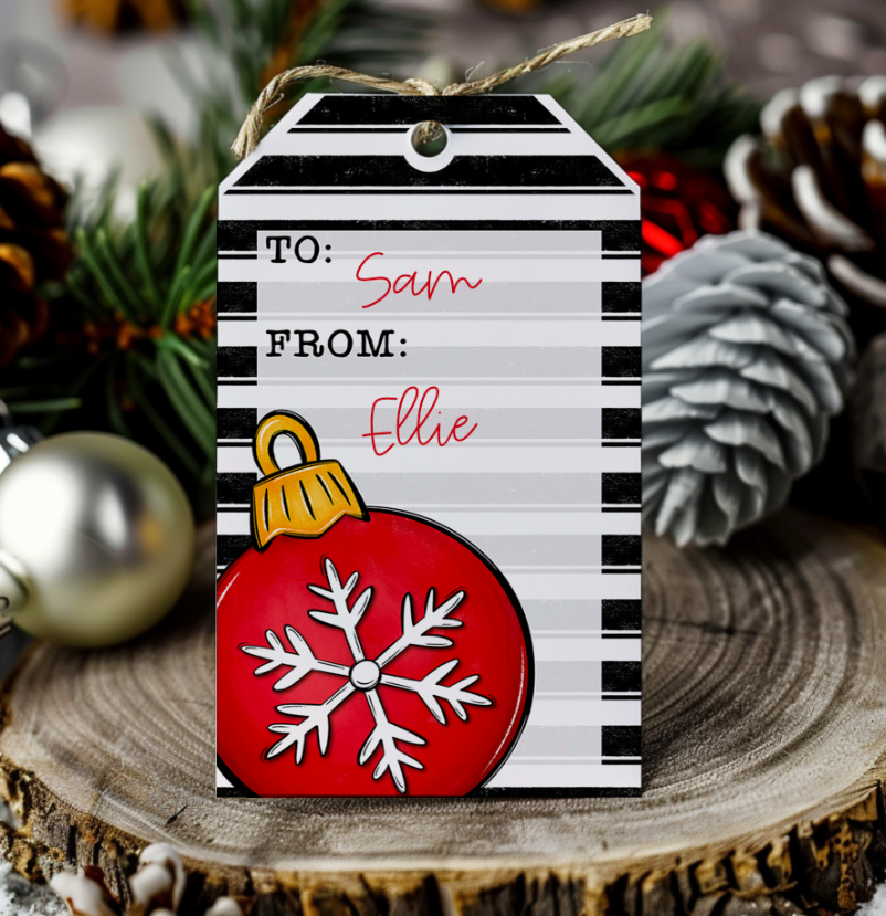 Red Ornament Gift Tag