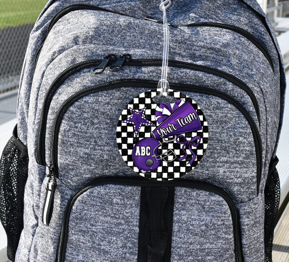 Check Sports Buttons and Bag Tags purple