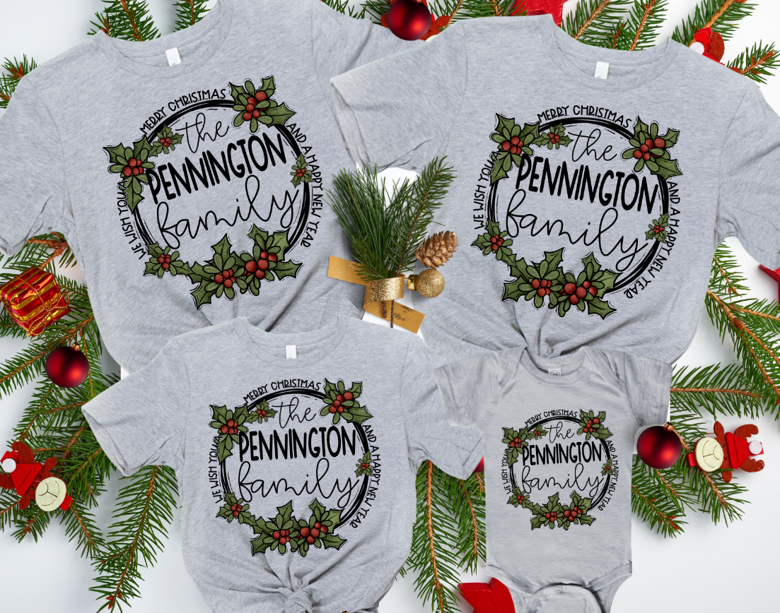 Blank Family Name Christmas Wreath