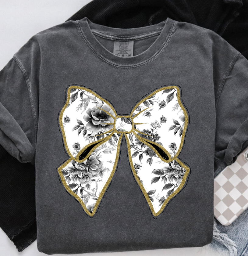 Black Toile Coquette Bow