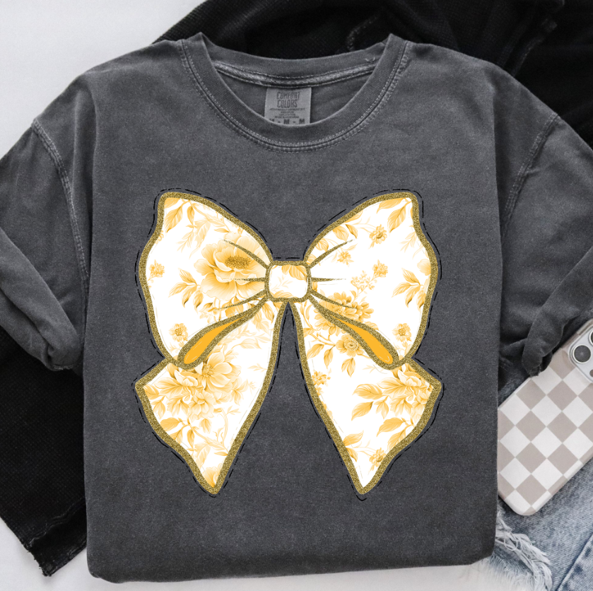Yellow Toile Coquette Bow