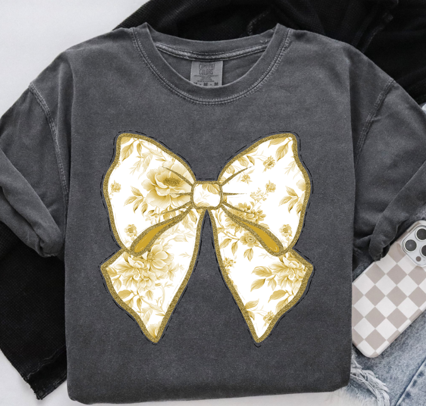 Vegas Gold Toile Coquette Bow