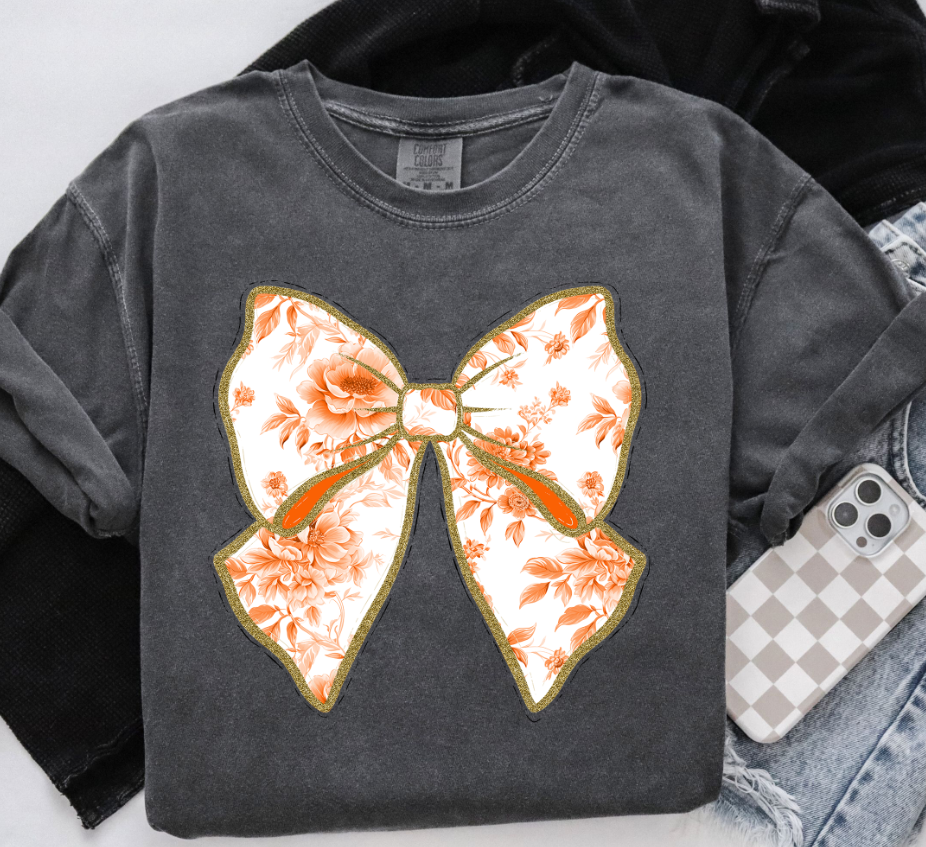Orange Toile Coquette Bow