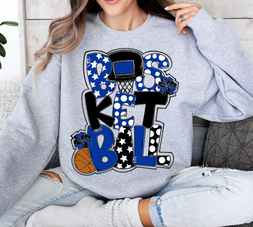 Basketball Word Art Royal Black