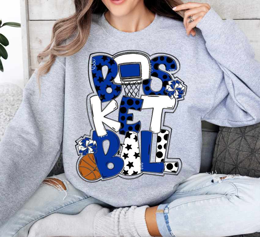Basketball Word Art Royal White