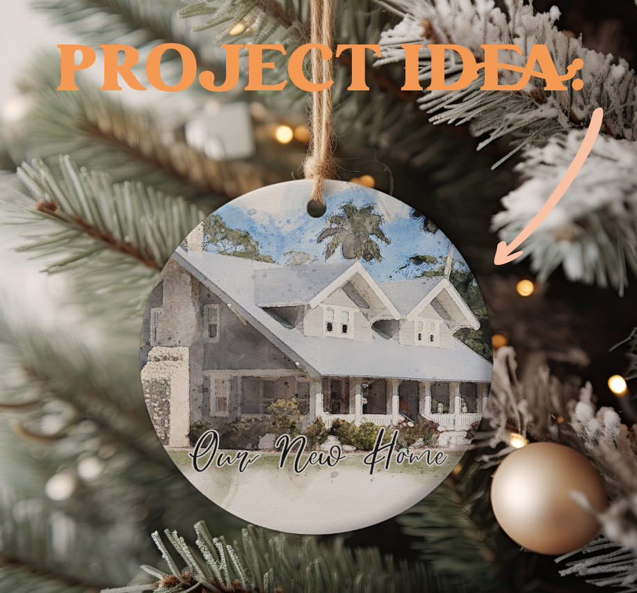 Custom Digital Watercolor Home Portrait | 11x14 with Optional Digital Ornament