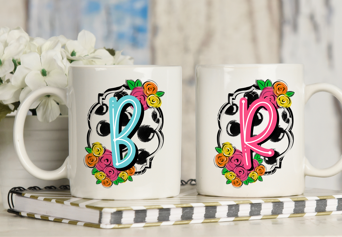 FLORAL AND DOT MONOGRAM FRAME