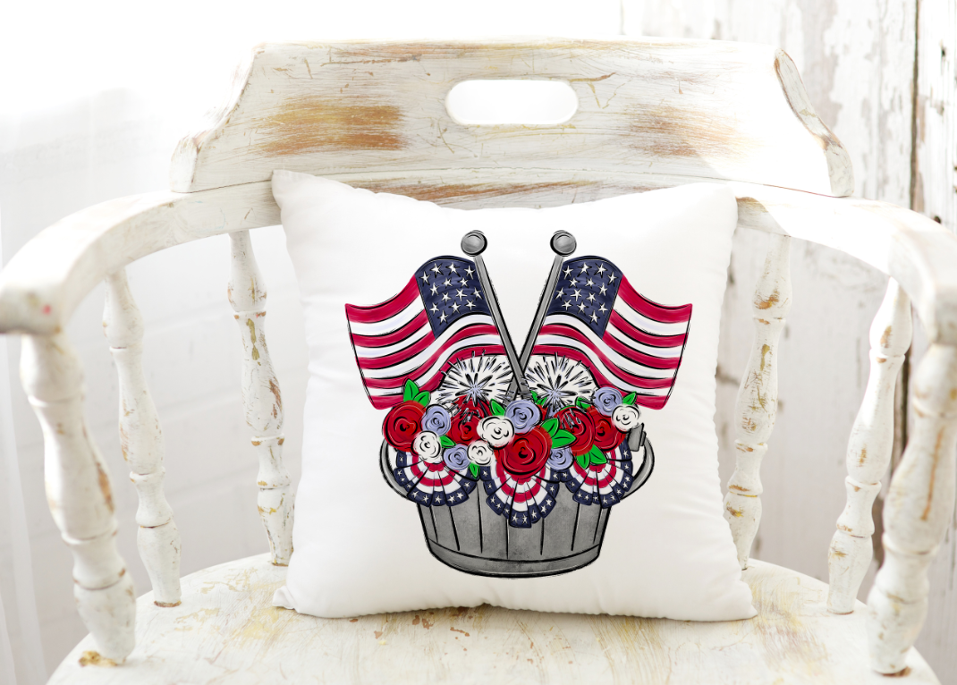 PATRIOTIC FLAGS AND FLOWERS