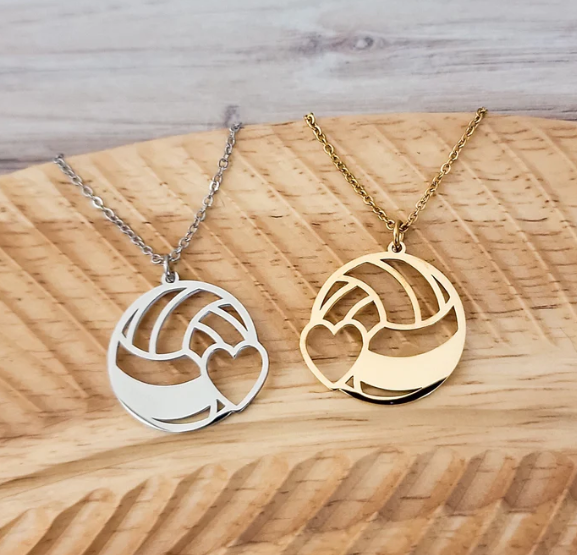 ๐ Personalized Volleyball Necklace โ Stainless Steel with Custom Name/Number