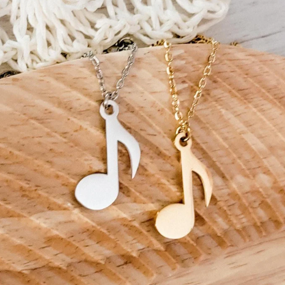 π΅ Personalized Music Note Necklace β Stainless Steel with Custom Monogram