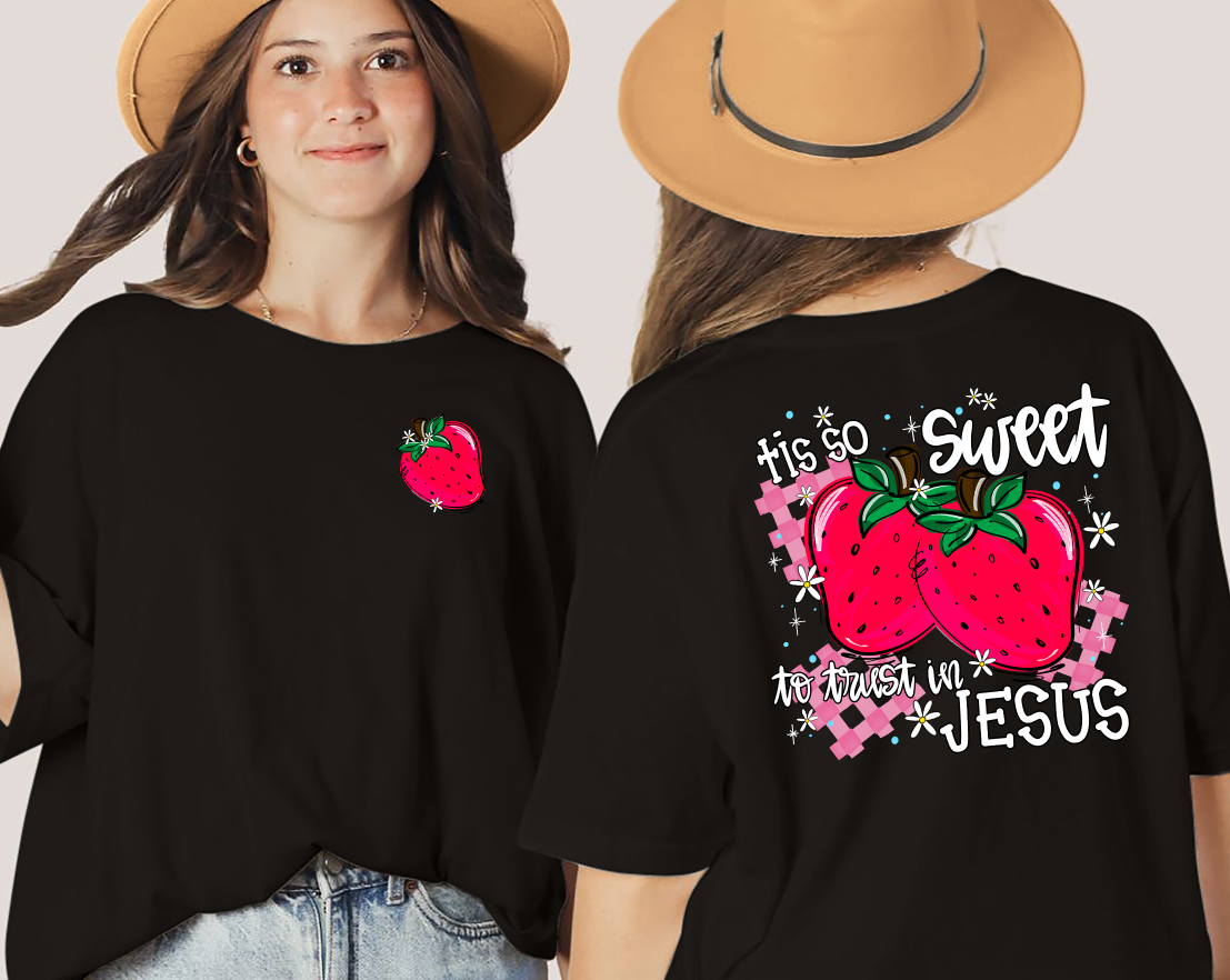 TIS SO SWEET TO TRUST IN JESUS - WHITE PRINT - POCKET INCLUDED