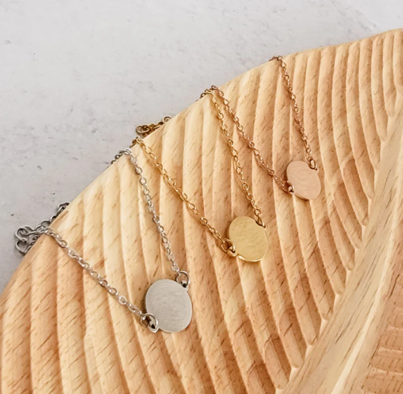 Dainty Disc Bracelet – Silver, Gold, or Rose Gold