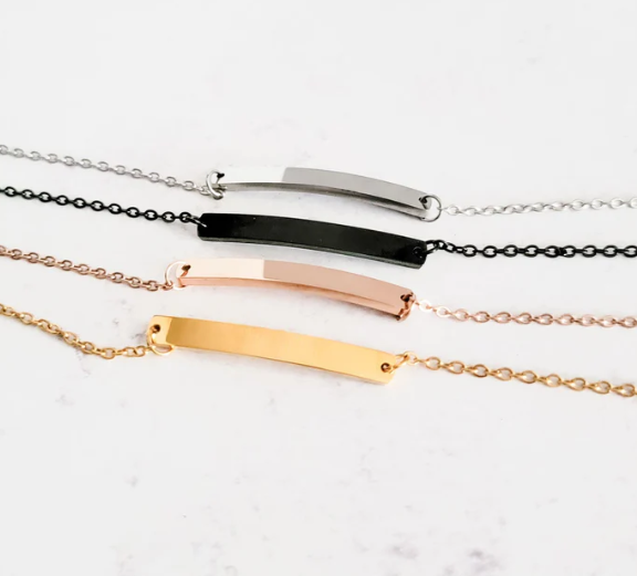 Engravable Bar Bracelet – Silver, Gold, Rose Gold, or Black