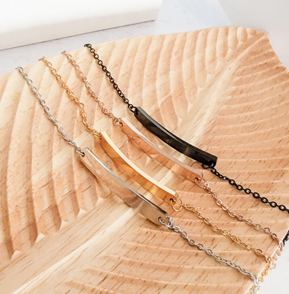 Engravable Bar Bracelet – Silver, Gold, Rose Gold, or Black