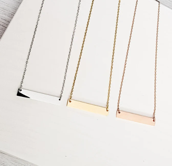 Horizontal Bar Necklace – Silver, Gold, or Rose Gold