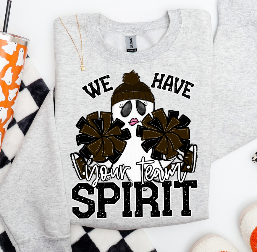 WE HAVE SPIRIT GHOST CHEERLEADER BROWN