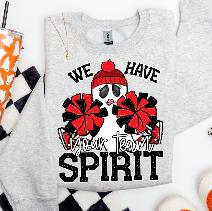 WE HAVE SPIRIT GHOST CHEERLEADER RED