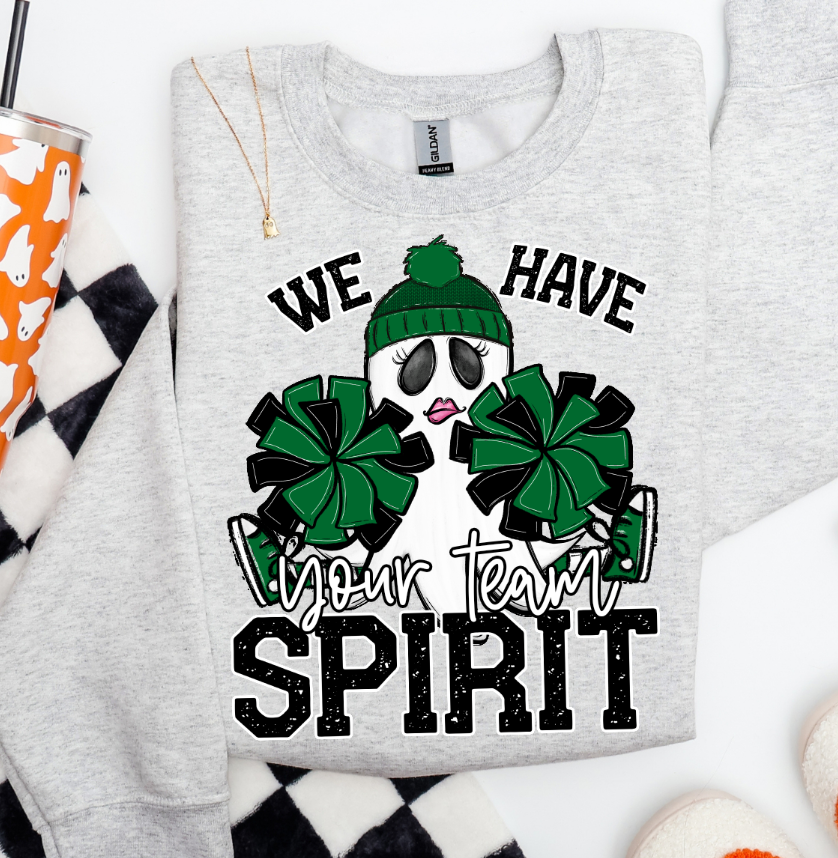 WE HAVE SPIRIT GHOST CHEERLEADER KELLY GREEN