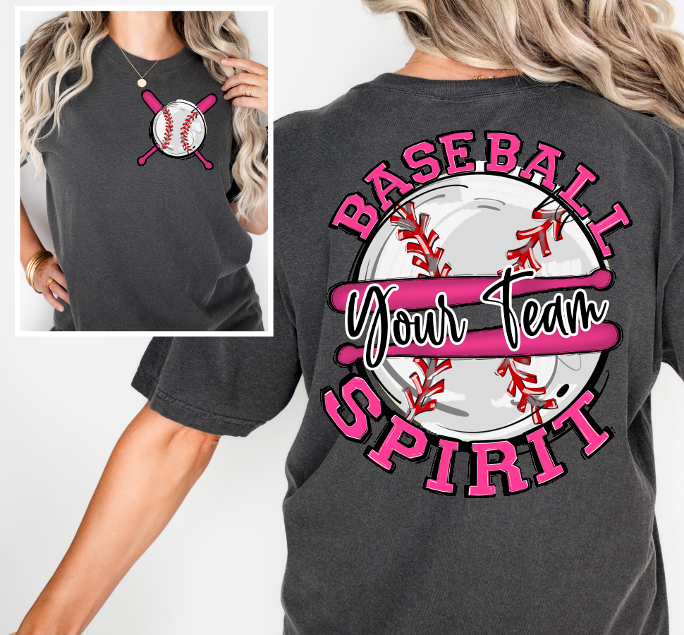 BASEBALL SPIRIT - ADD YOUR TEAM NAME - CHOOSE COLOR
