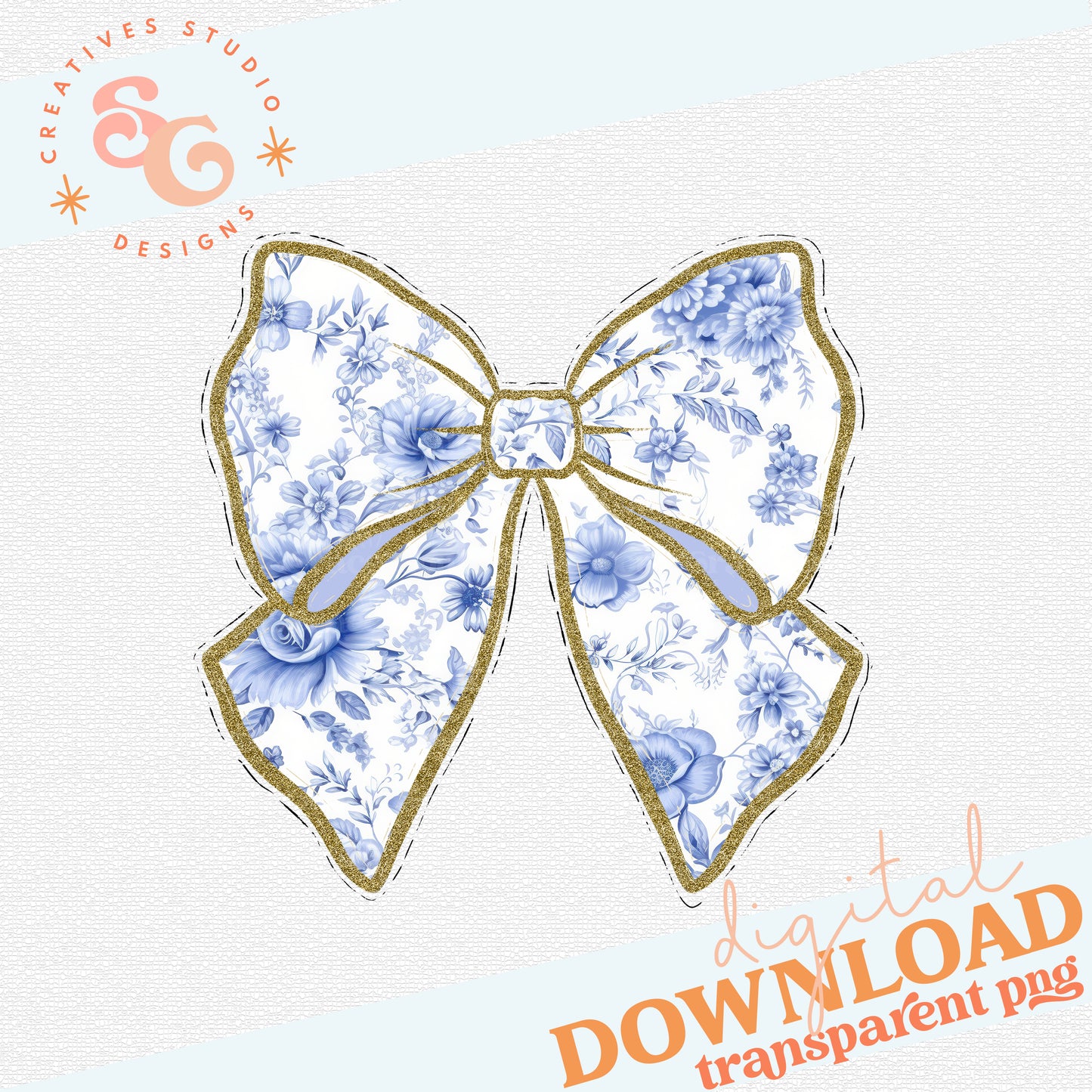 Blue Toile Coquette Bow