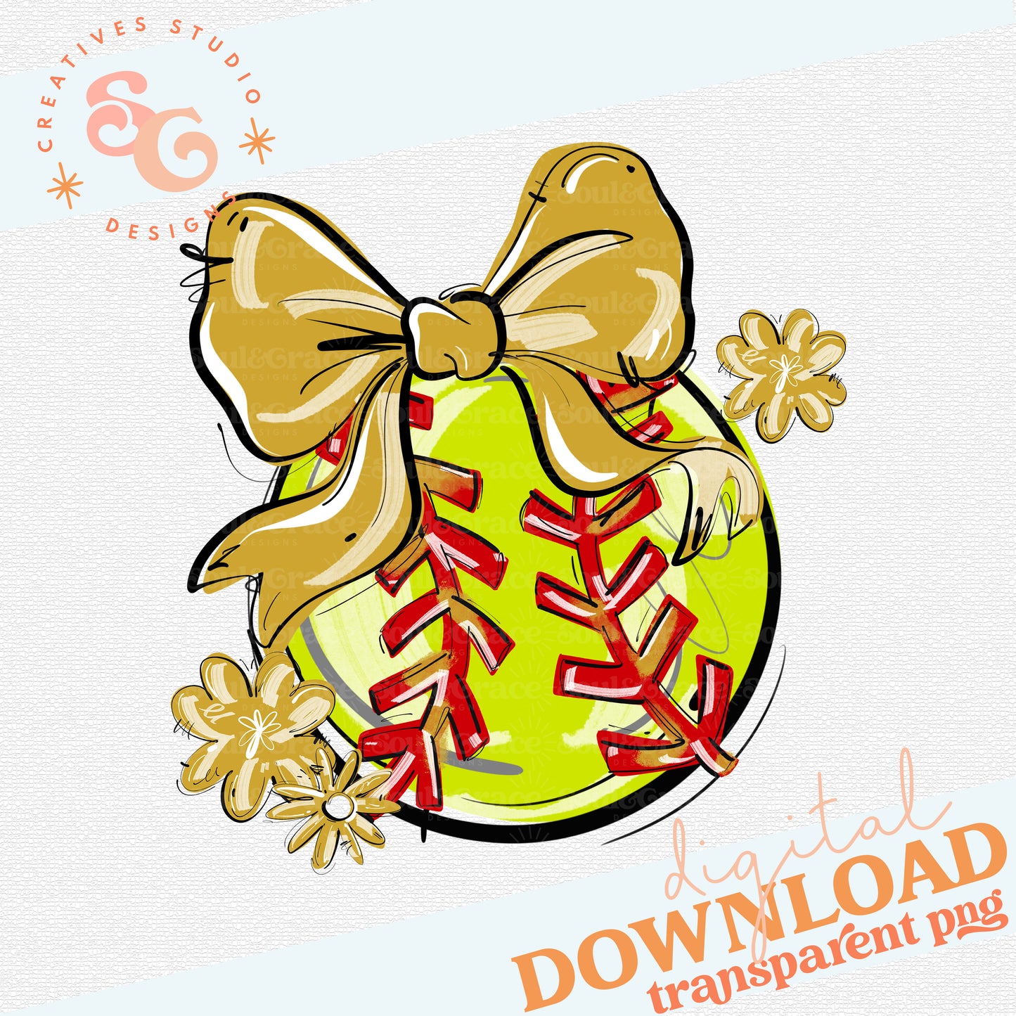 VEGAS PLAY BALL BOW WITH FLOWERS SOFTBALL