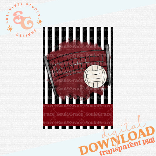 Volleyball Garden Flag Yard Sign - Maroon