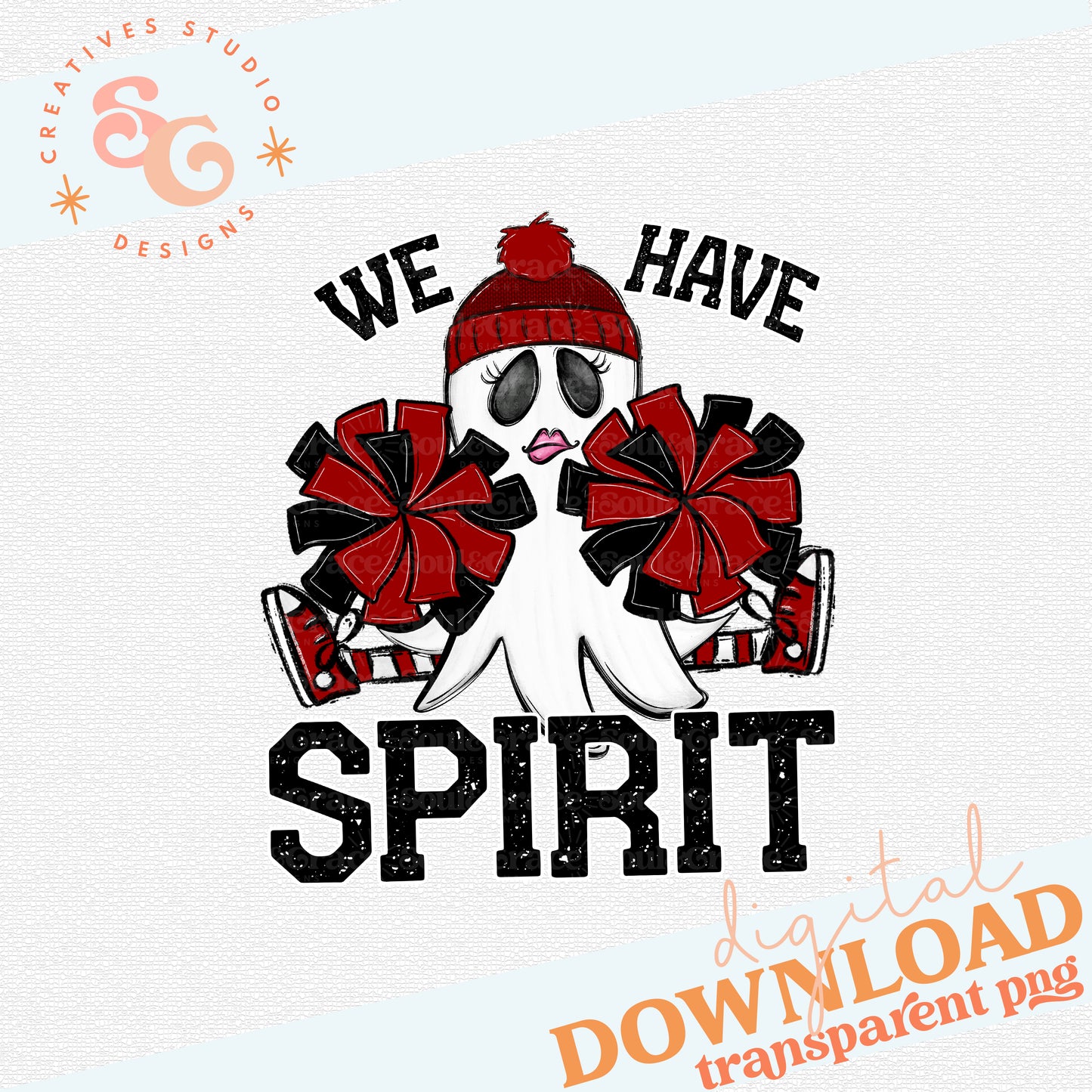 WE HAVE SPIRIT GHOST CHEERLEADER CARDINAL