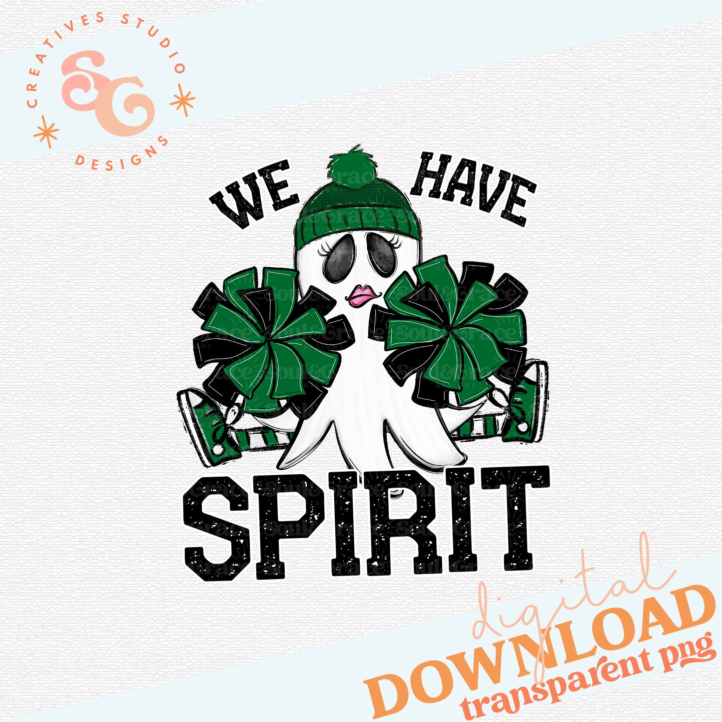 WE HAVE SPIRIT GHOST CHEERLEADER KELLY GREEN