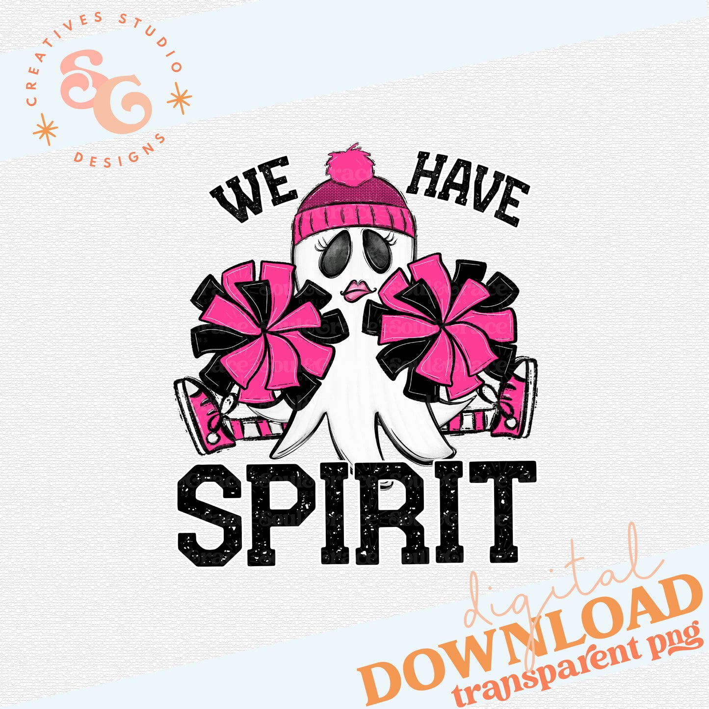 WE HAVE SPIRIT GHOST CHEERLEADER PINK