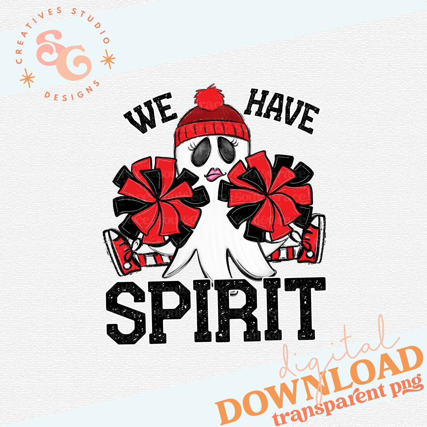 WE HAVE SPIRIT GHOST CHEERLEADER RED