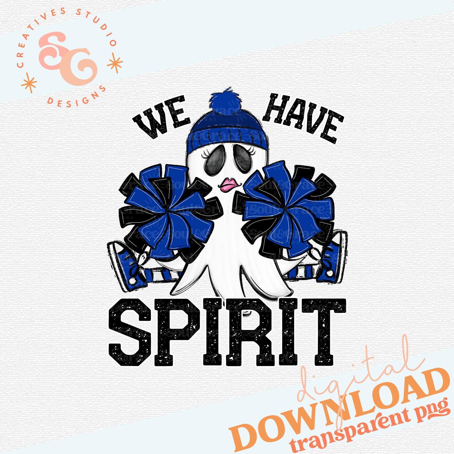 WE HAVE SPIRIT GHOST CHEERLEADER ROYAL