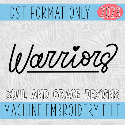Handwritten Warriors Machine Embroidery Design [DST]
