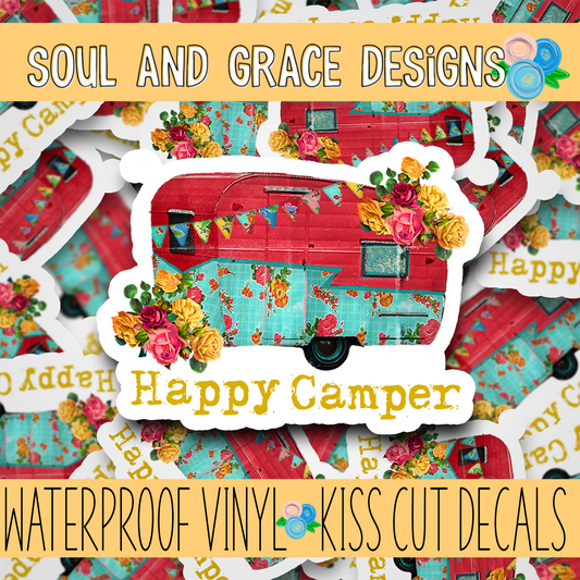 Happy Camper Fall Colors Vinyl Decal