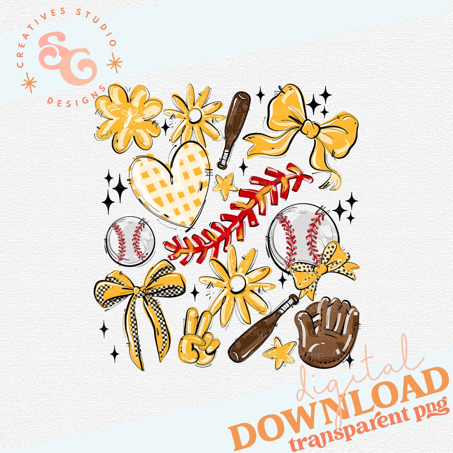 YELLOW PLAY BALL COLLAGE BASEBALL