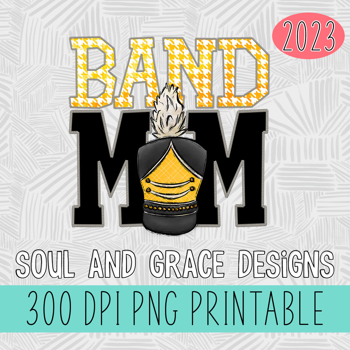 Faux Stitched Band Mom - Yellow