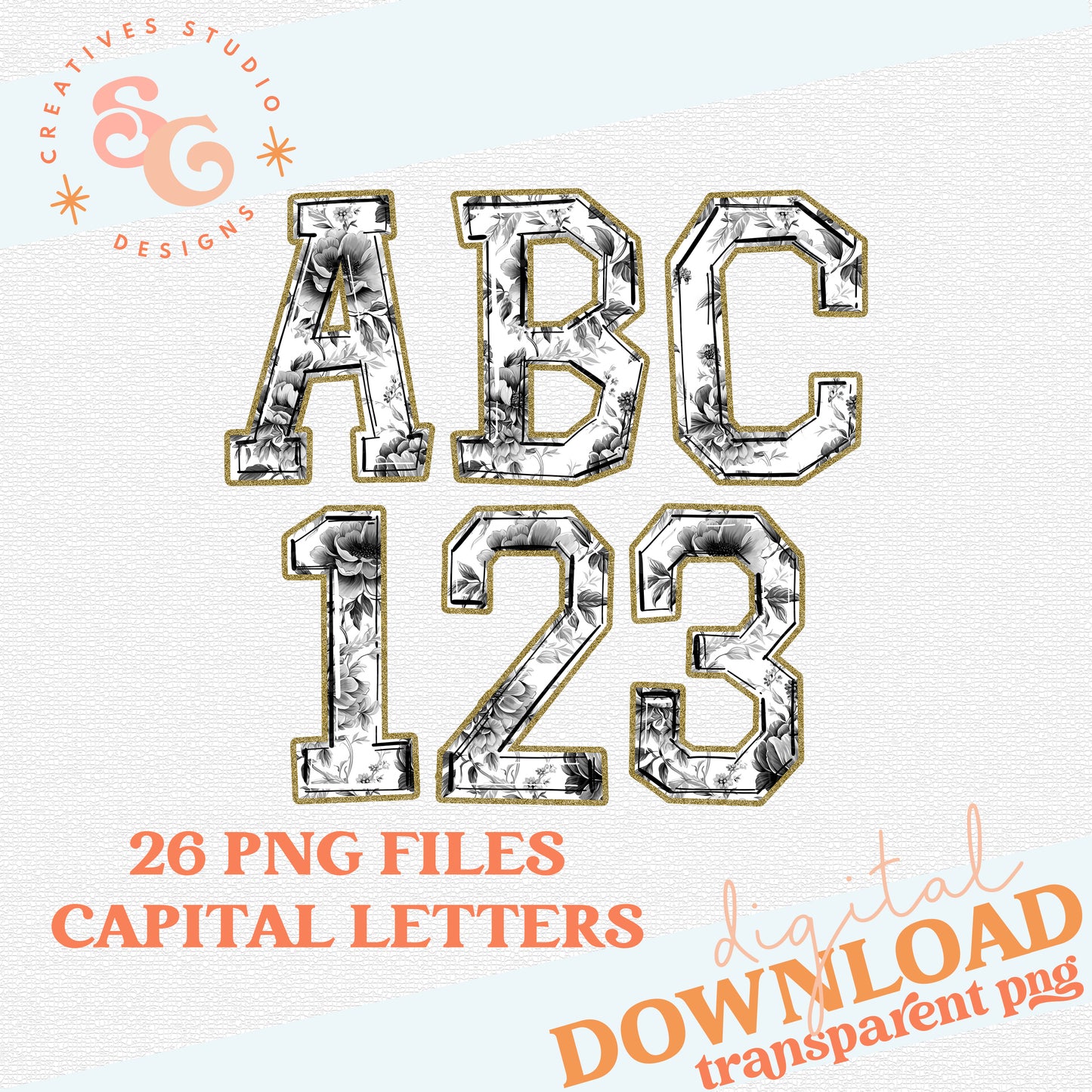 Black Toile Alphabet Set - Includes Numbers