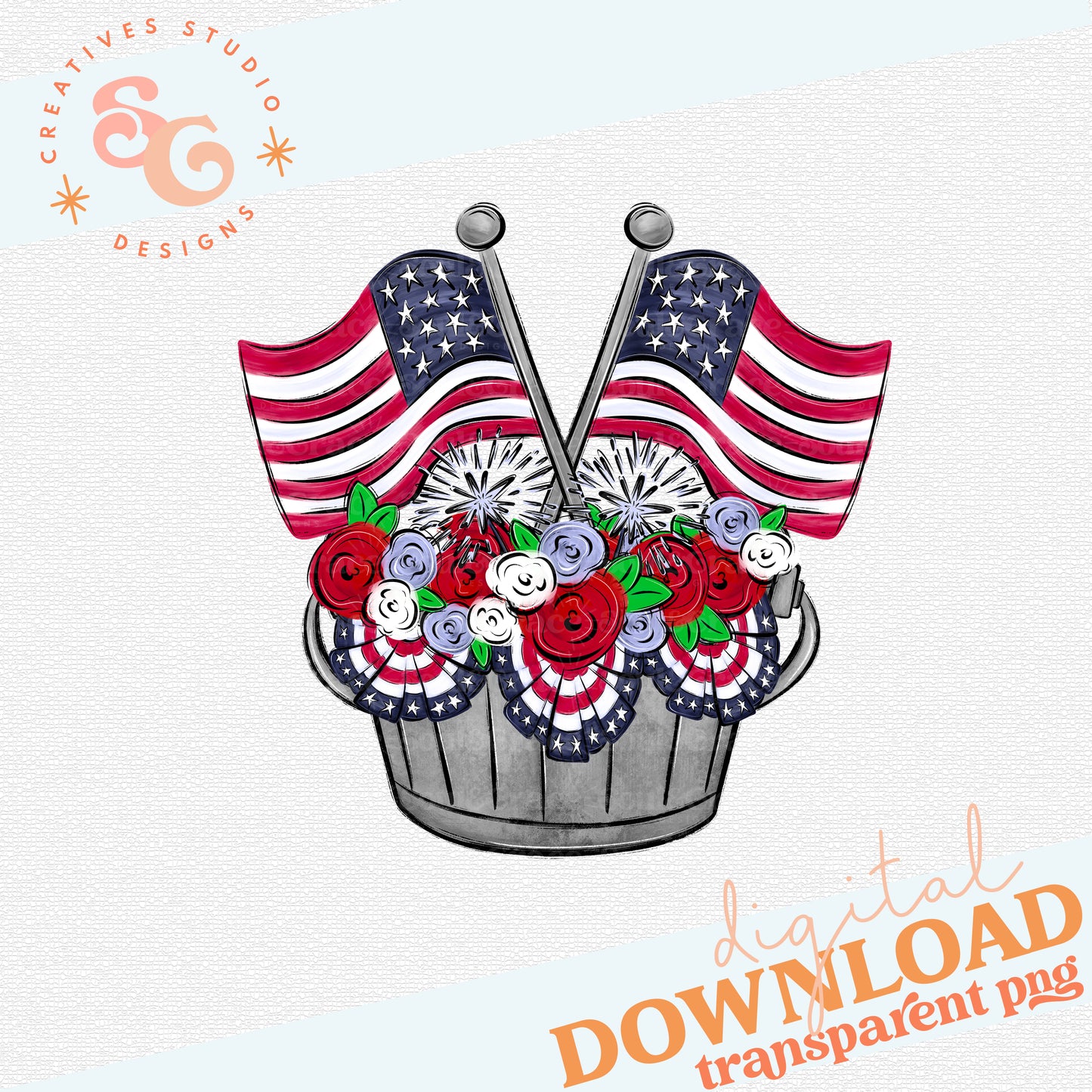 PATRIOTIC FLAGS AND FLOWERS