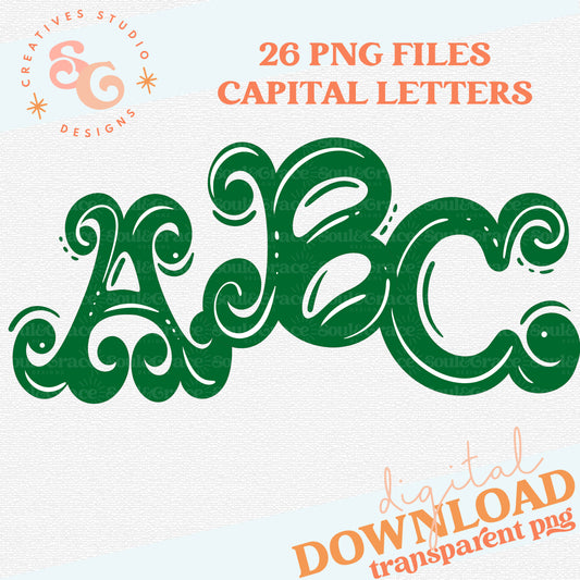 FANCY ALPHABET KELLY GREEN