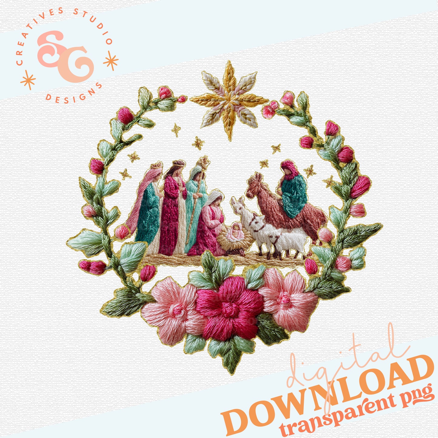FRENCH KNOT NATIVITY