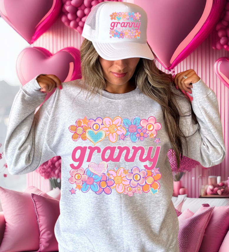 GRANNY Floral Heart Family Names