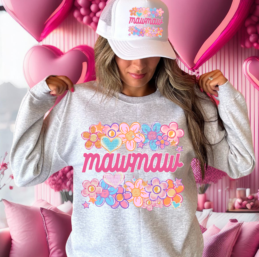 MAWMAW Floral Heart Family Names