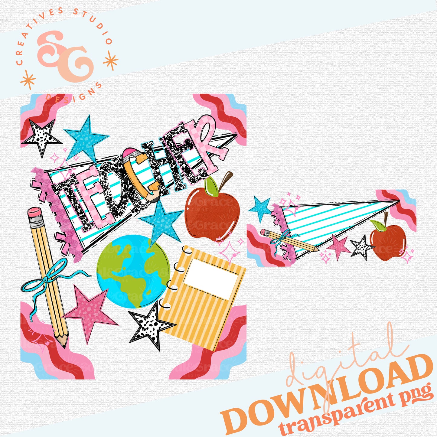 PENNANT ERASER AND CLIPBOARD TEMPLATE - READY TO PRINT