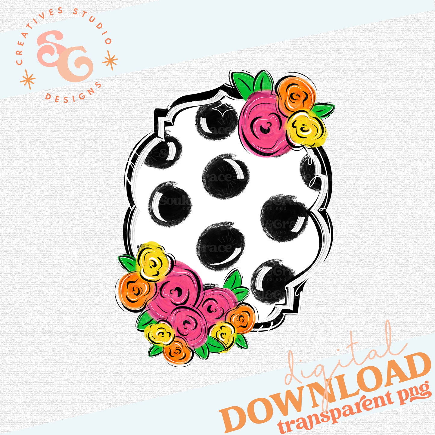 FLORAL AND DOT MONOGRAM FRAME