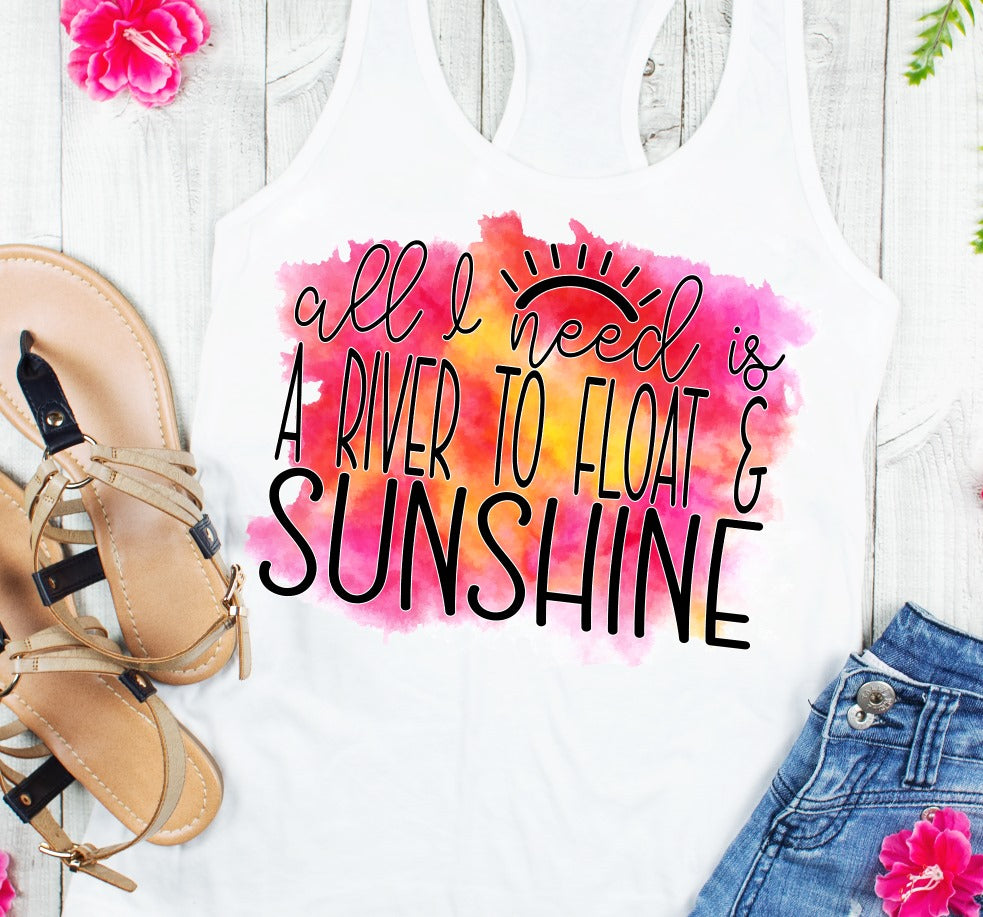 All I need is a river to float and sunshine watercolor