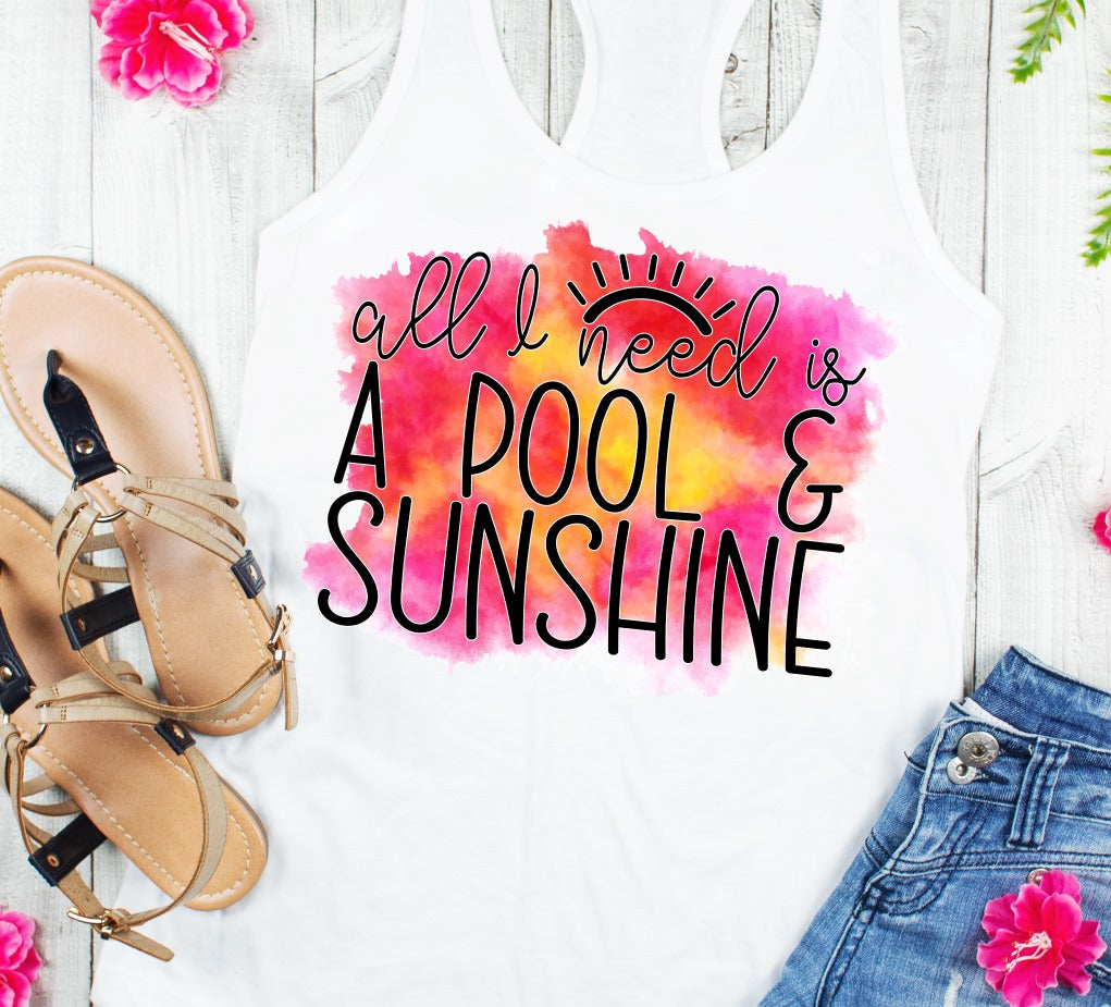 All I need is a pool and sunshine watercolor