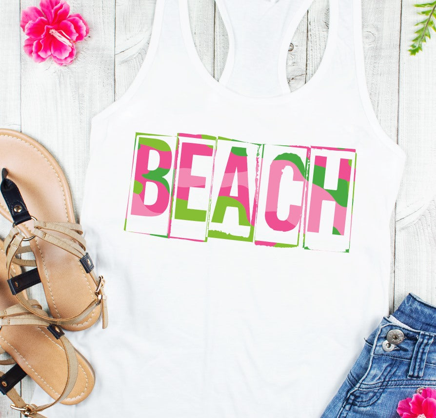 Pink Camo Summer Words