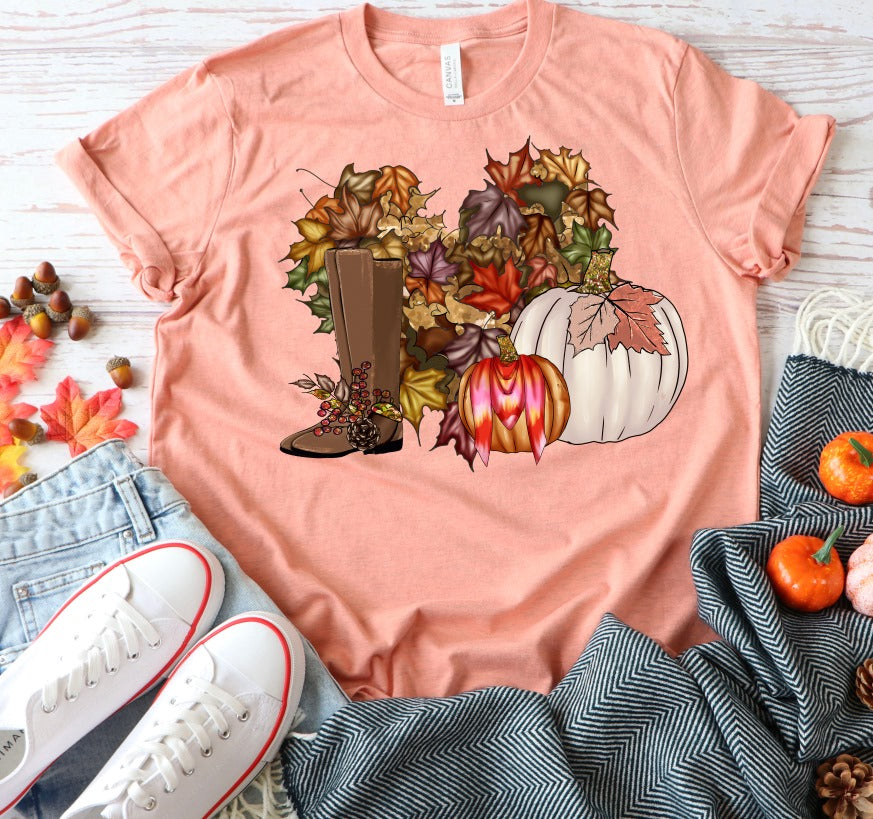 Fall Scene Leaf Heart Wreath