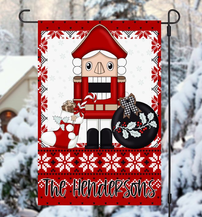 Ugly Sweater Nutcracker Garden Flag